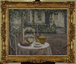 A rózsaszín terítő alkotó: Henri Eugene Augustin Le Sidaner