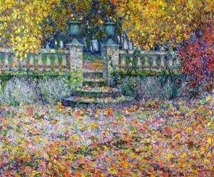 A terasz ősszel, Gerberoy alkotó: Henri Eugene Augustin Le Sidaner