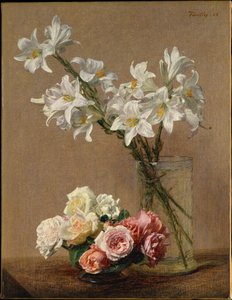 Rózsák és liliomok alkotó: Henri Fantin-Latour
