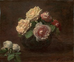 Rózsa egy tálban alkotó: Ignace Henri Jean Fantin Latour