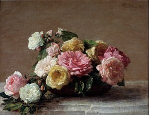 Henri Fantin Latour festménye Rózsa csészében (Fantin-Latour alkotó: Ignace Henri Jean Fantin Latour