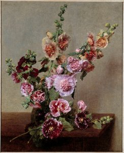 Roses tremieres Henri Fantin Latour festménye (Fantin-Latour alkotó: Ignace Henri Jean Fantin Latour