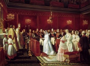 Viktória szász-coburgi hercegnő és Lajos herceg, Nemours hercegének házassága Saint-Cloudban, ápr. 27.