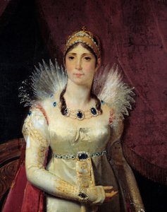Josephine de Beauharnais impresszum portréja (1763-1814) Részlet. Henri Francois Riesener (1767-1828) festménye 1806 V. 2,3x1,3 m Malmaison, Malmaison és Bois Preau kastélyai - Josephine de Beauharnais császárné portréja (1763-1814) - Részlet.