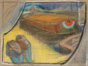 Férfiak uszályt vontatva [Study for Boubourouche] alkotó: Henri Gabriel Ibels