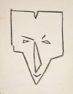 Etnikai maszk fej (fekete kréta papíron) alkotó: Henri Gaudier-Brzeska