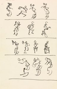 Tizennégy táncoló figura négy regisztere alkotó: Henri Gaudier Brzeska