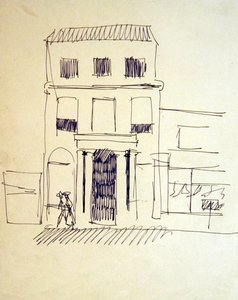 London Street figurákkal; Női Promenader alkotó: Henri Gaudier-Brzeska