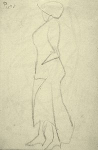 Promenader oldalról (fekete kréta papíron) alkotó: Henri Gaudier-Brzeska