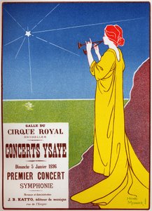 Zene. Ysaye koncertek Brüsszelben. Plakát H. Meunier, Belgium alkotó: Henri Georges Jean Isidore Meunier