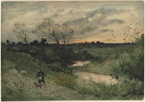 Hajnal – Vadász kutyával alkotó: Henri-Joseph Harpignies