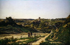 Herisson kastélya és faluja alkotó: Henri-Joseph Harpignies