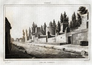 Út a sírokhoz, Pompei, Labrouste metszet, a „Picturesque Italy”-ban”, Amable Coste szerkesztő, Párizs alkotó: Henri Labrouste