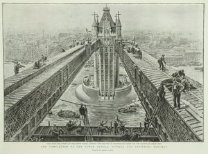 A Tower Bridge befejezése: az utolsó simítások, a Grafikából, 1894. június 23. (metszet)