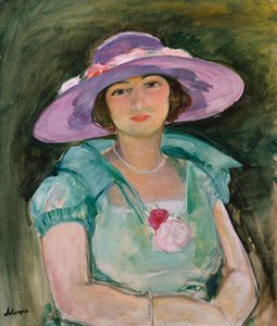 Marthe Lebasque portréja lila kalapban, 1925-26 alkotó: Henri Lebasque