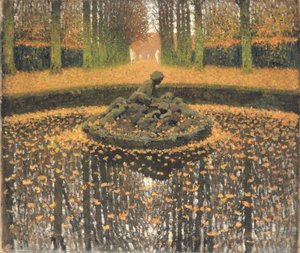 A királynő szökőkútja, Versailles, 1920 körül alkotó: Henri Martin