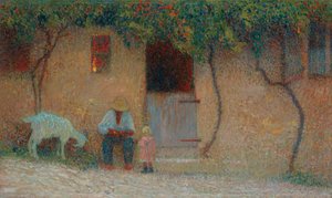 Paraszt az otthonán kívül Labastide-du-Vertben; Paraszt a háza előtt Labastide-du-Vertben, 1910 körül alkotó: Henri Martin