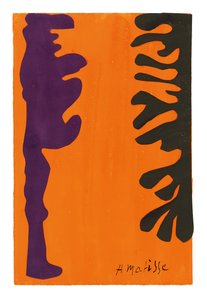Fekete és lila arabeszkek narancssárga háttéren alkotó: Henri Matisse