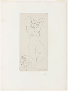 Felemelt karú női akt és női fej alkotó: Henri Matisse