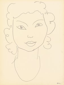 Fej, göndör haj (zsírkréta, papír) alkotó: Henri Matisse