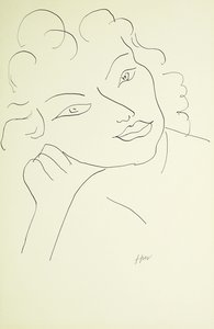 Fiatal nő feje (toll és fekete tinta, papír) alkotó: Henri Matisse