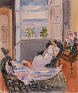 Belső tér két figurával, nyitott ablakkal alkotó: Henri Matisse