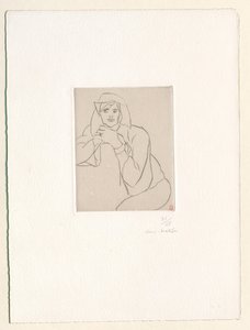 Fiatal nő, kezét egy bútor háttámláján összekulcsolva alkotó: Henri Matisse