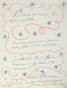 A festő levele Florence Gouldnak (szül. 1895), 1948. július 29. (toll és zsírkréta, papír) alkotó: Henri Matisse