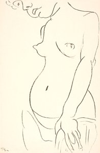 Meztelen nő félalakban, balra néző háromnegyed profilban. A fej felső része levágva alkotó: Henri Matisse