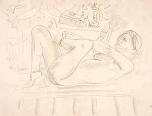 Meztelen nő, hanyatt fekve, bokáin gyöngysorokkal (odaliszk) alkotó: Henri Matisse