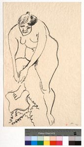 Akt jobb lábbal egy zsámolyon alkotó: Henri Matisse