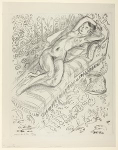 Akt pihenés egy nyugágyon, Mashrabiya háttérrel alkotó: Henri Matisse