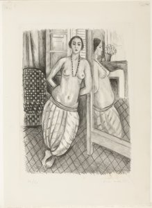 Odaliszk csíkos nadrágban, tükörben tükröződve alkotó: Henri Matisse
