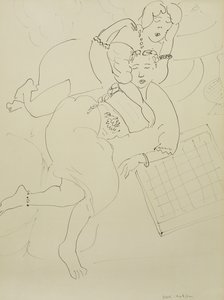 Odaliszkok kockás táblával, 1928 körül (toll és fekete tinta, papír) alkotó: Henri Matisse
