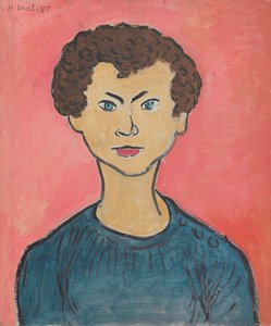 Portré göndör hajjal, tengerészkék pulóverrel alkotó: Henri Matisse