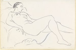 Fekvő női akt (fekete-fehér kréta papírra) alkotó: Henri Matisse