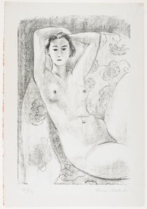 Ülő akt karosszékben virágos díszítéssel alkotó: Henri Matisse