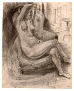 Ülő akt felemelt karral alkotó: Henri Matisse