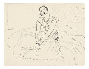 Ülő nő teljes szoknyás ruhában alkotó: Henri Matisse