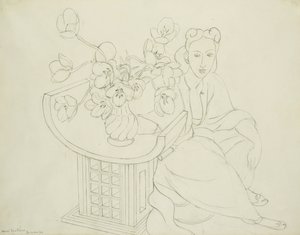 Ülő nő tulipános vázával alkotó: Henri Matisse