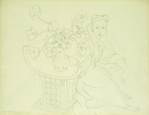 Ülő nő tulipános vázával alkotó: Henri Matisse