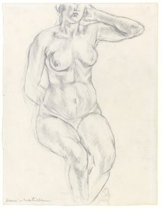 Ülő akt, 1918 körüli (grafit és fekete kréta, papír) alkotó: Henri Matisse