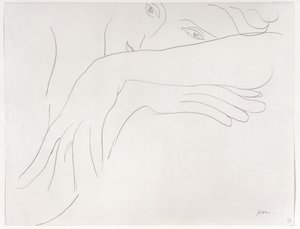 Tanulmány egy szék háttámlájára támaszkodó modellről alkotó: Henri Matisse