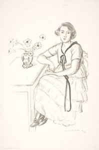 Fiatal nő fekete díszszalaggal alkotó: Henri Matisse