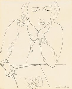 Olvasó nő (toll és tinta, papír) alkotó: Henri Matisse
