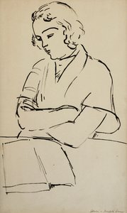 Olvasó nő, 1922 körül (toll és fekete tinta, papír) alkotó: Henri Matisse