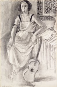 Gitárral ülő nő, 1921-23 körül (szén, papír) alkotó: Henri Matisse