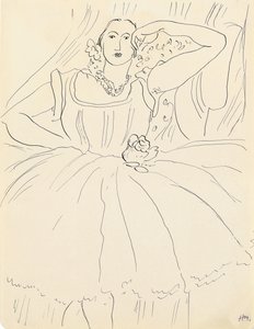 Nő estélyi ruhában (toll és tus, papír) alkotó: Henri Matisse