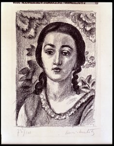 Fiatal lány barna fürtökkel alkotó: Henri Matisse