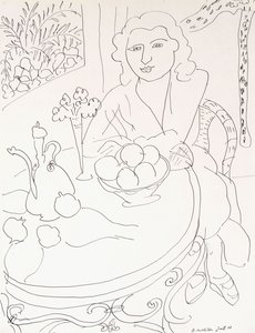 Fiatal nő az asztalnál alkotó: Henri Matisse